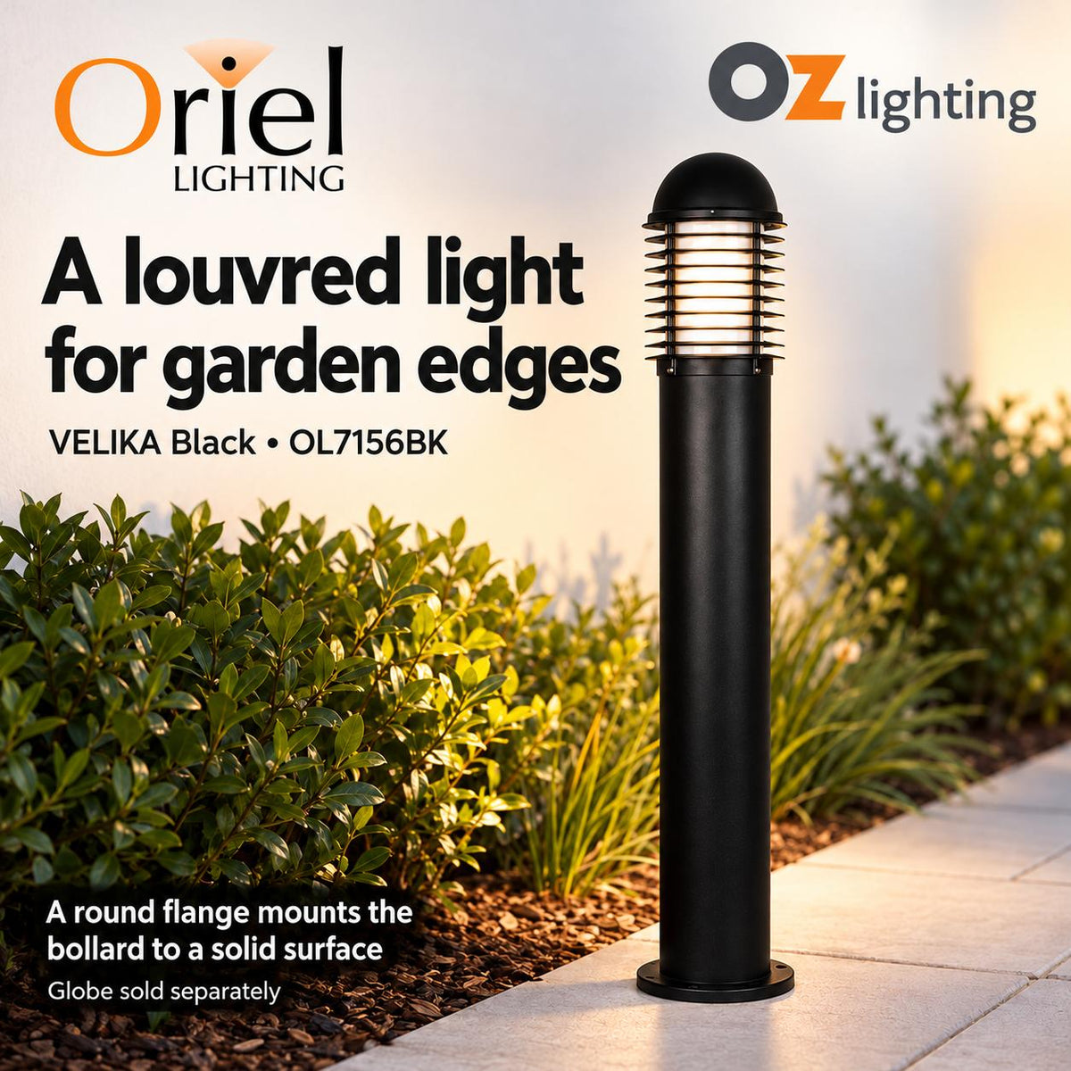 Oriel VELIKA Outdoor Bollard Light - 1000mm (1M) Garden, IP44-Oriel Lighting-Ozlighting.com.au