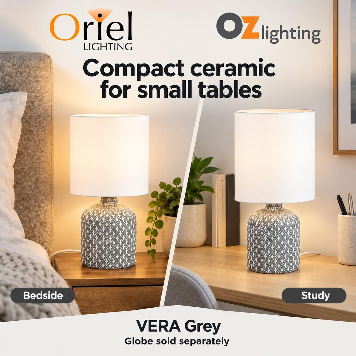 Oriel VERA Table Lamp - Ceramic-Oriel Lighting-Ozlighting.com.au