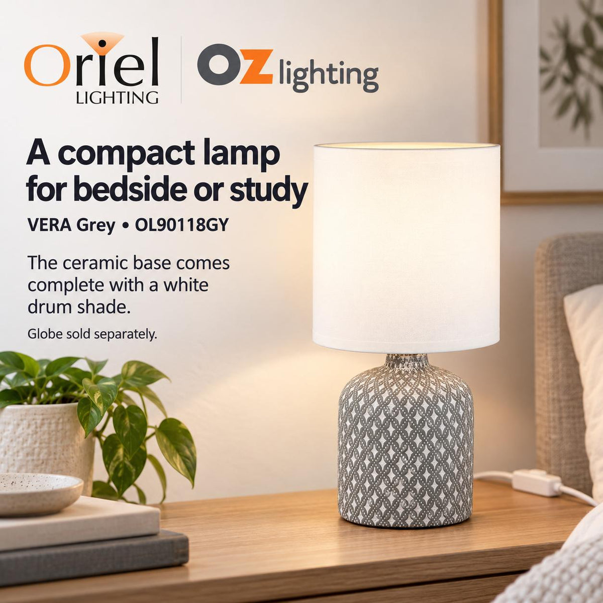 Oriel VERA Table Lamp - Ceramic-Oriel Lighting-Ozlighting.com.au