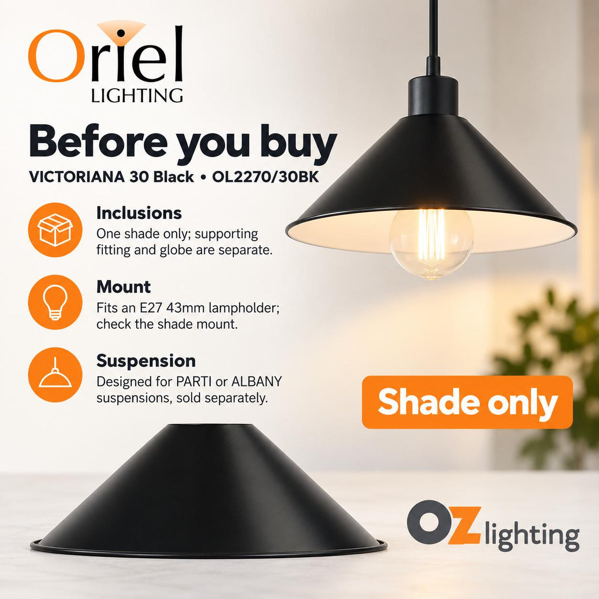 Oriel VICTORIANA Shade Only - 30cm Traditional Metal-Oriel Lighting-Ozlighting.com.au