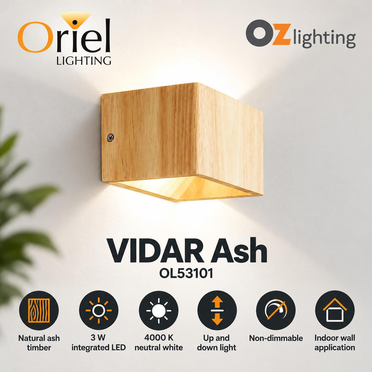 Oriel VIDAR Wall Light - 3W-Oriel Lighting-Ozlighting.com.au