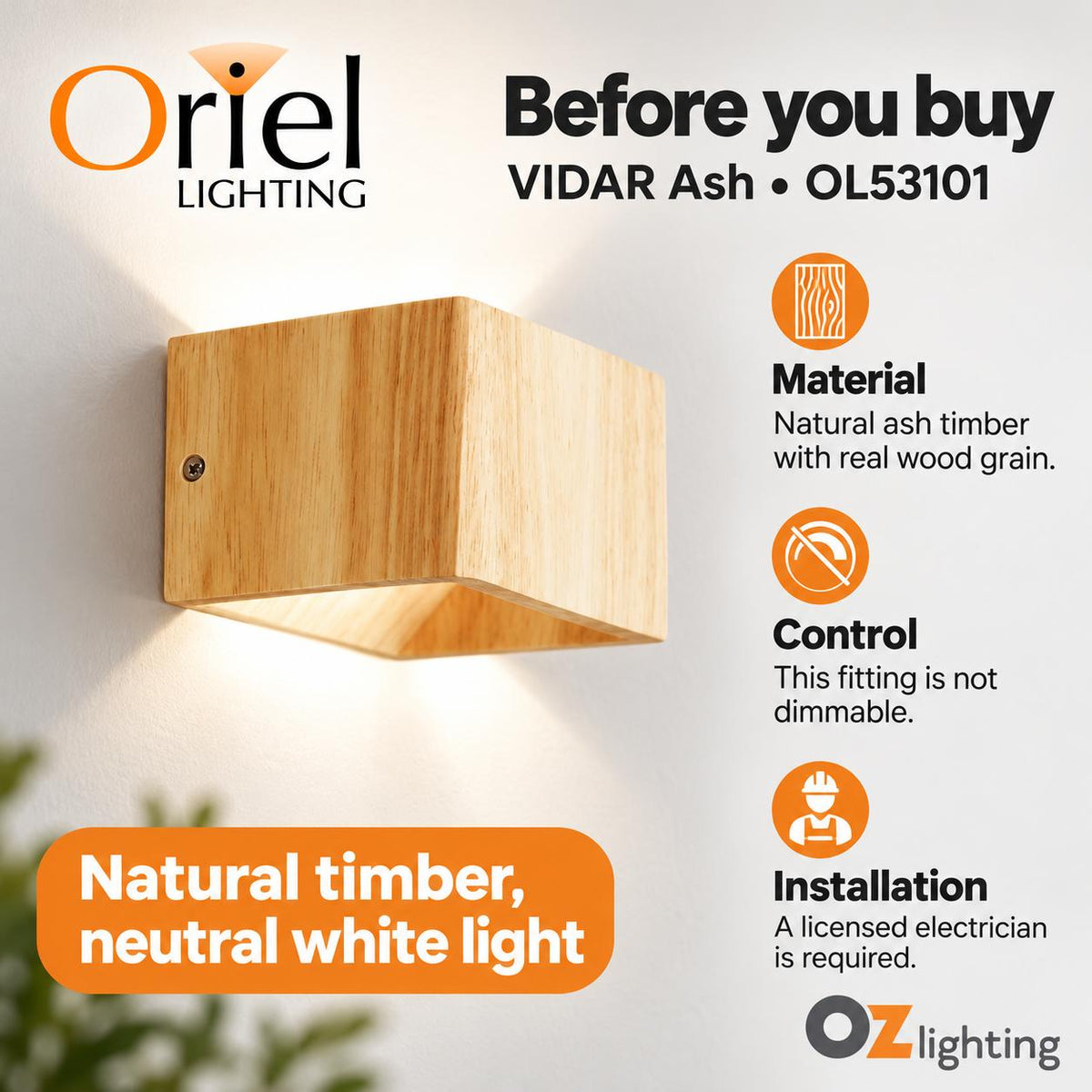 Oriel VIDAR Wall Light - 3W-Oriel Lighting-Ozlighting.com.au