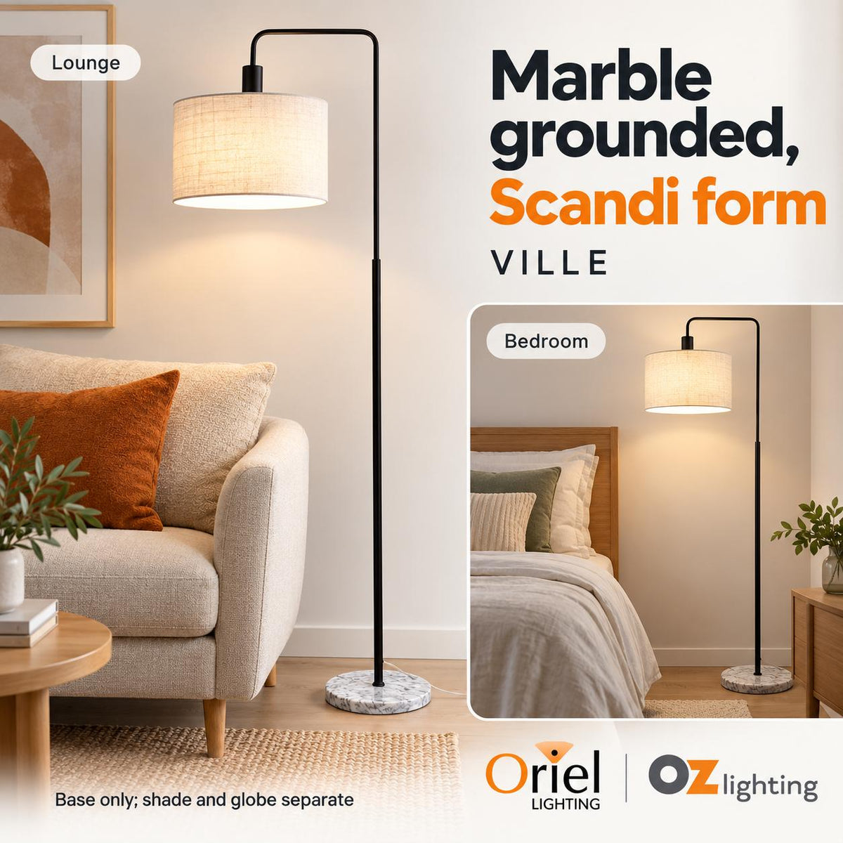 Oriel VILLE Floor Lamp - Scandinavian-Oriel Lighting-Ozlighting.com.au
