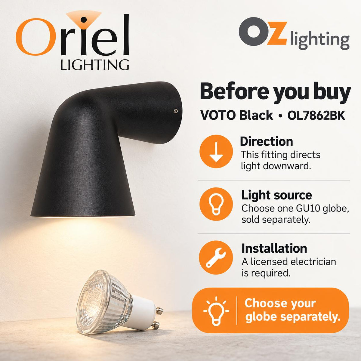 Oriel VOTO Outdoor Wall Light - Max. 35W, Up/Down-Oriel Lighting-Ozlighting.com.au