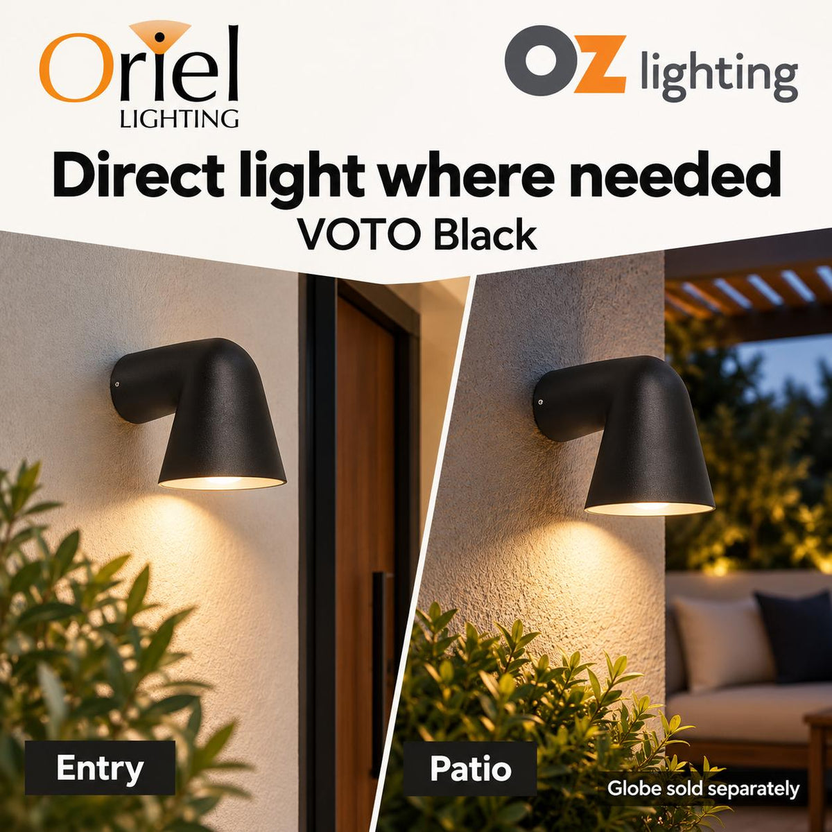 Oriel VOTO Outdoor Wall Light - Max. 35W, Up/Down-Oriel Lighting-Ozlighting.com.au