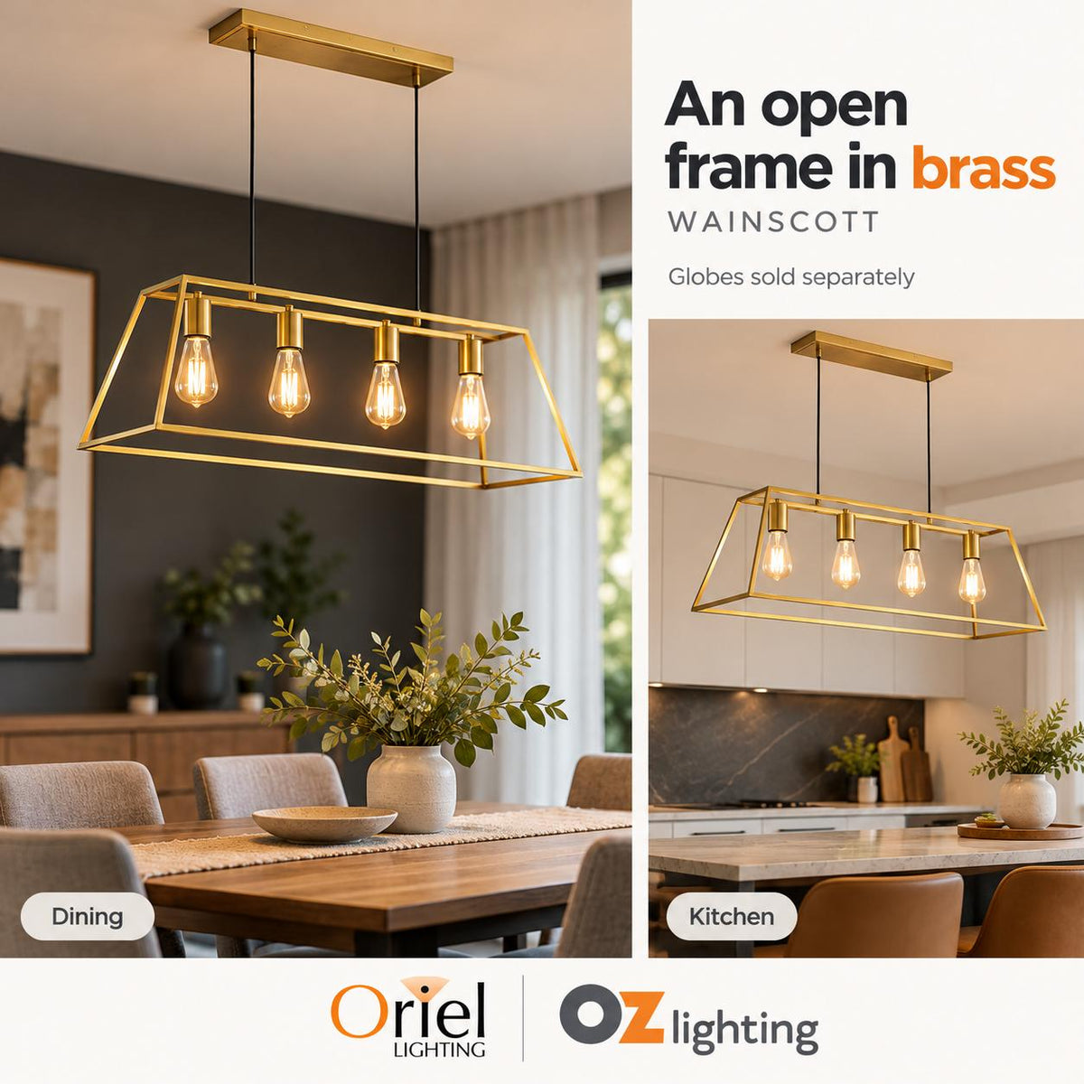 Oriel WAINSCOTT Pendant - 4 Light-Oriel Lighting-Ozlighting.com.au