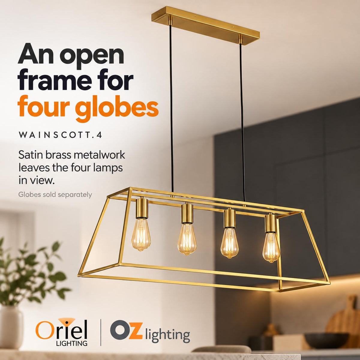 Oriel WAINSCOTT Pendant - 4 Light-Oriel Lighting-Ozlighting.com.au