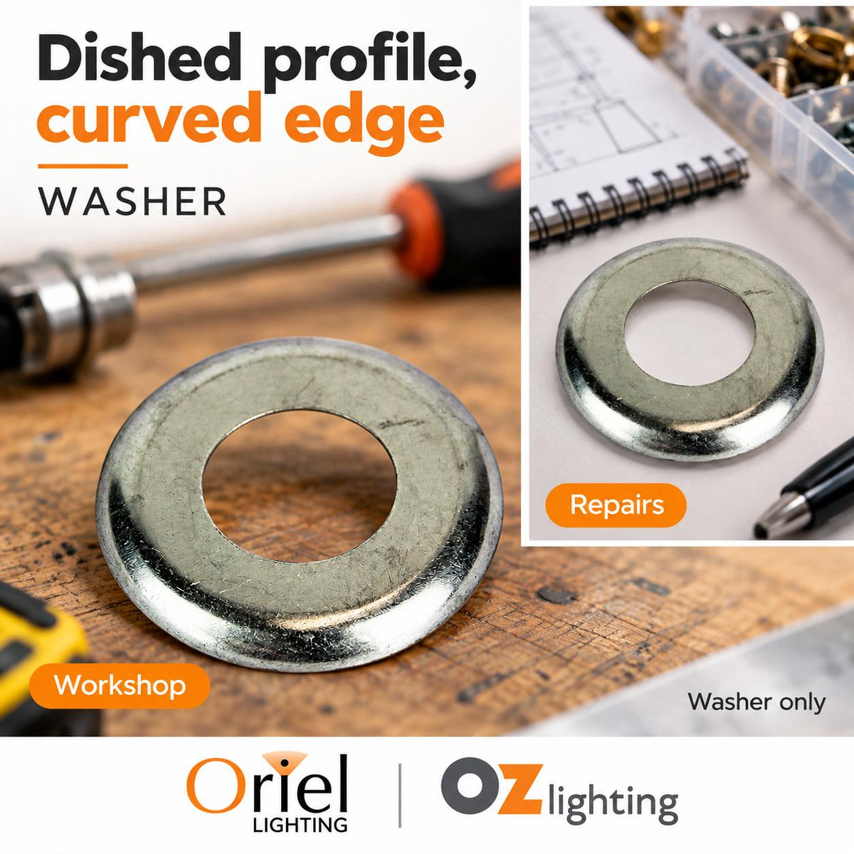 Oriel WASHER Washer - Dished Aluminium-Oriel Lighting-Ozlighting.com.au