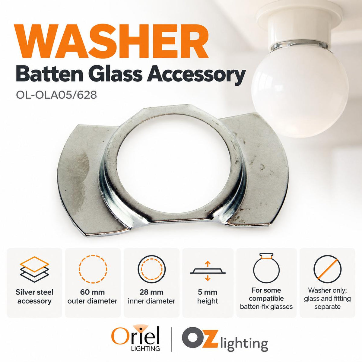 Oriel WASHER Washer - Stepped Steel-Oriel Lighting-Ozlighting.com.au