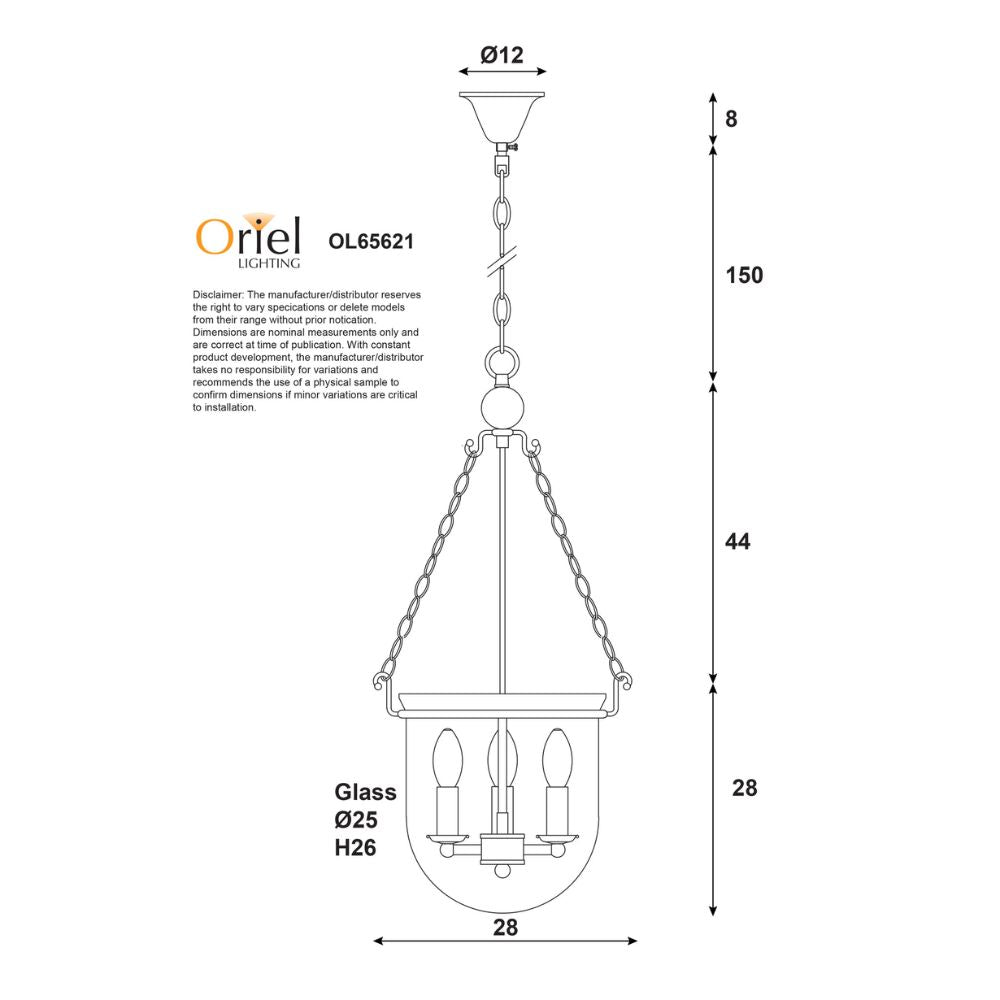 Oriel WESTON Pendant - 3 Light-Oriel Lighting-Ozlighting.com.au