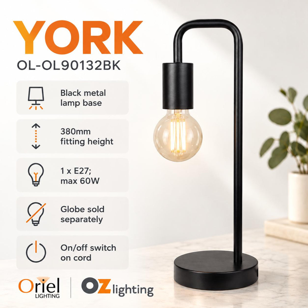 Oriel YORK Table Lamp-Oriel Lighting-Ozlighting.com.au