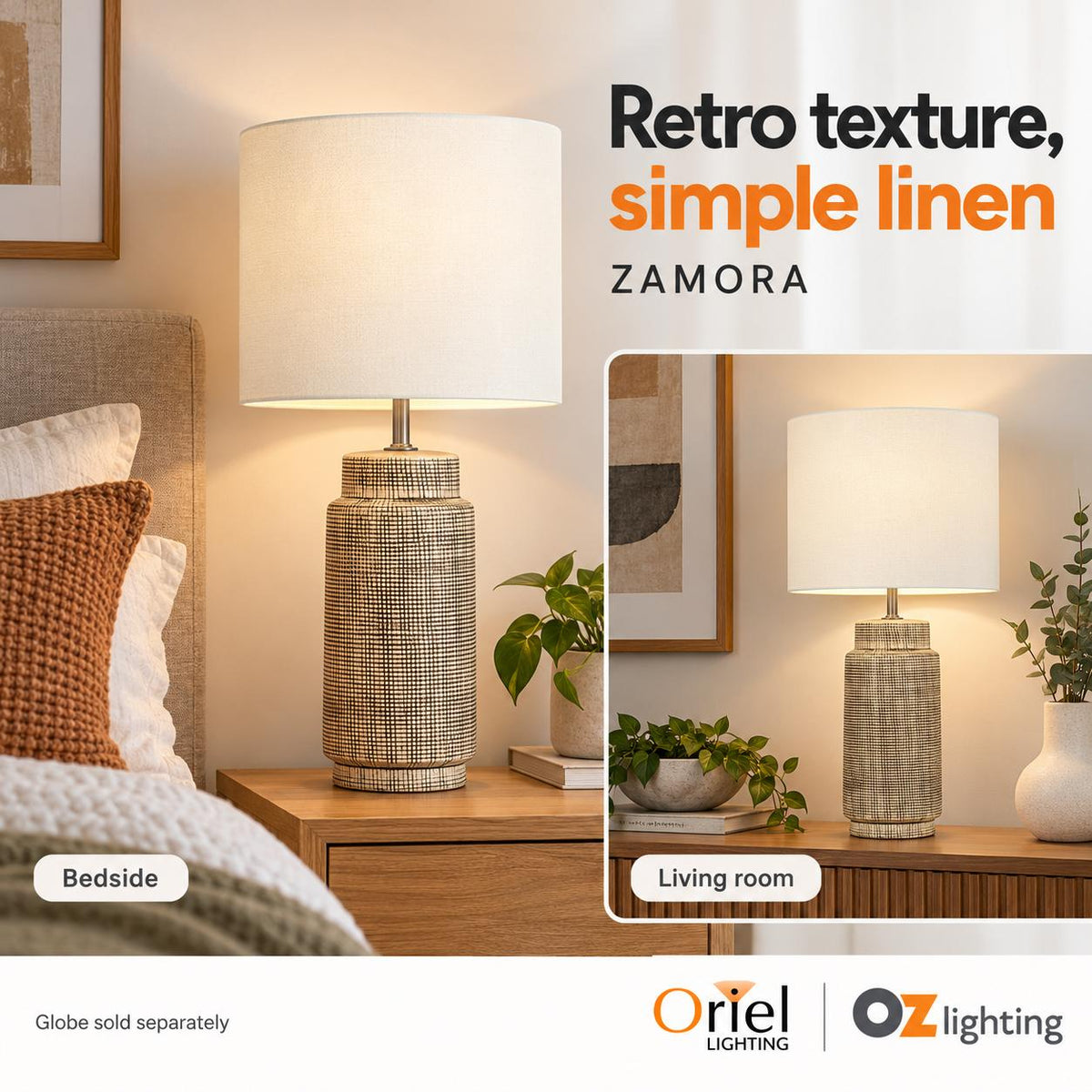 Oriel ZAMORA Table Lamp - Ceramic-Oriel Lighting-Ozlighting.com.au
