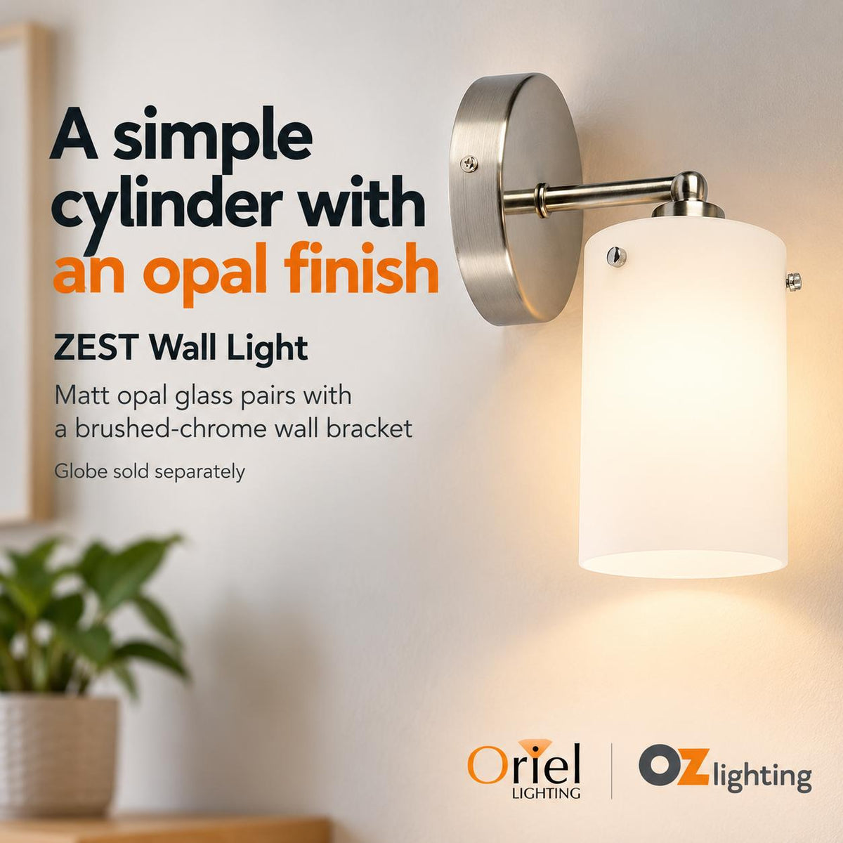 Oriel ZEST Wall Light - 1 Light Retro Glass Interior-Oriel Lighting-Ozlighting.com.au