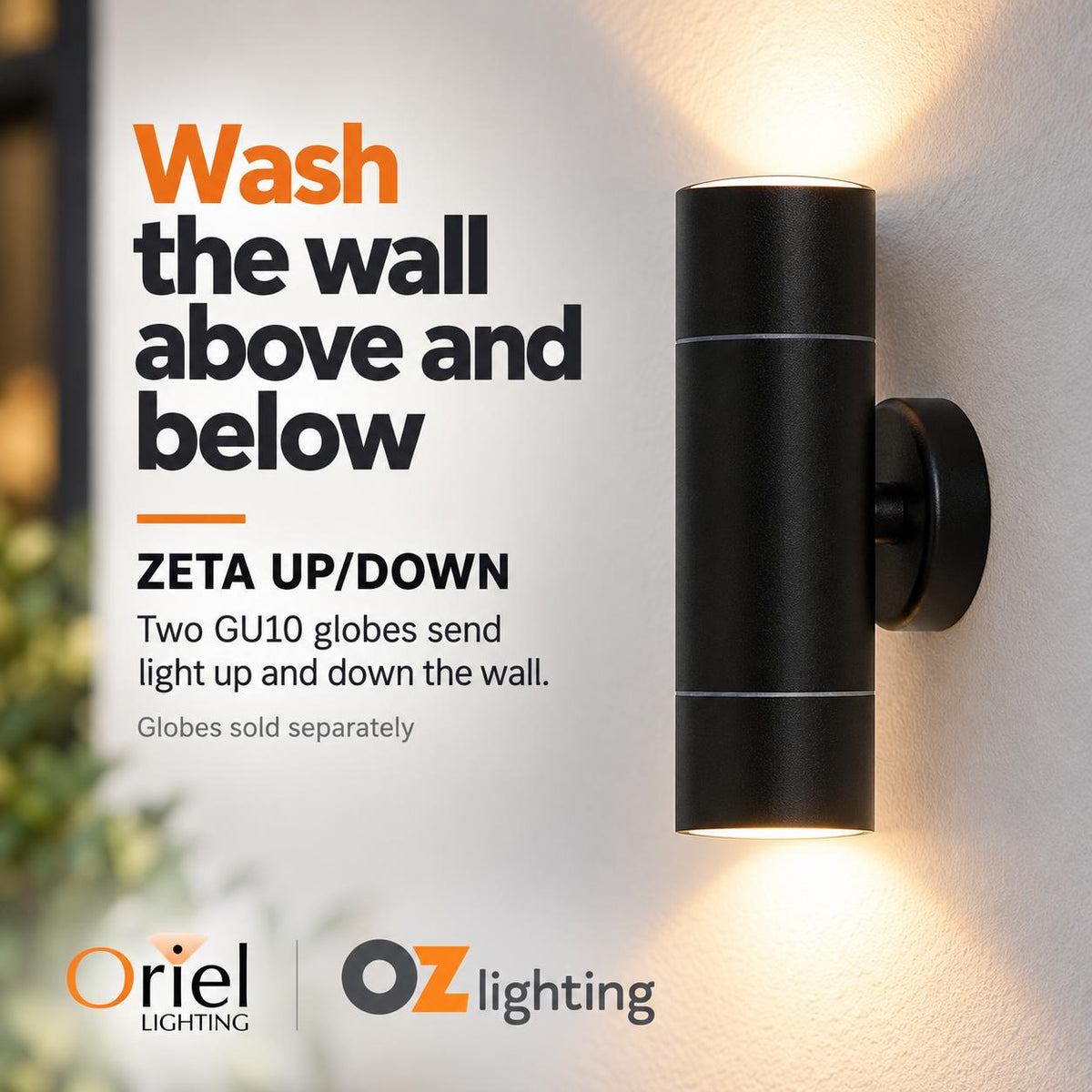Oriel ZETA Outdoor LED Wall Light - Up/Down Ready, IP44-Oriel Lighting-Ozlighting.com.au