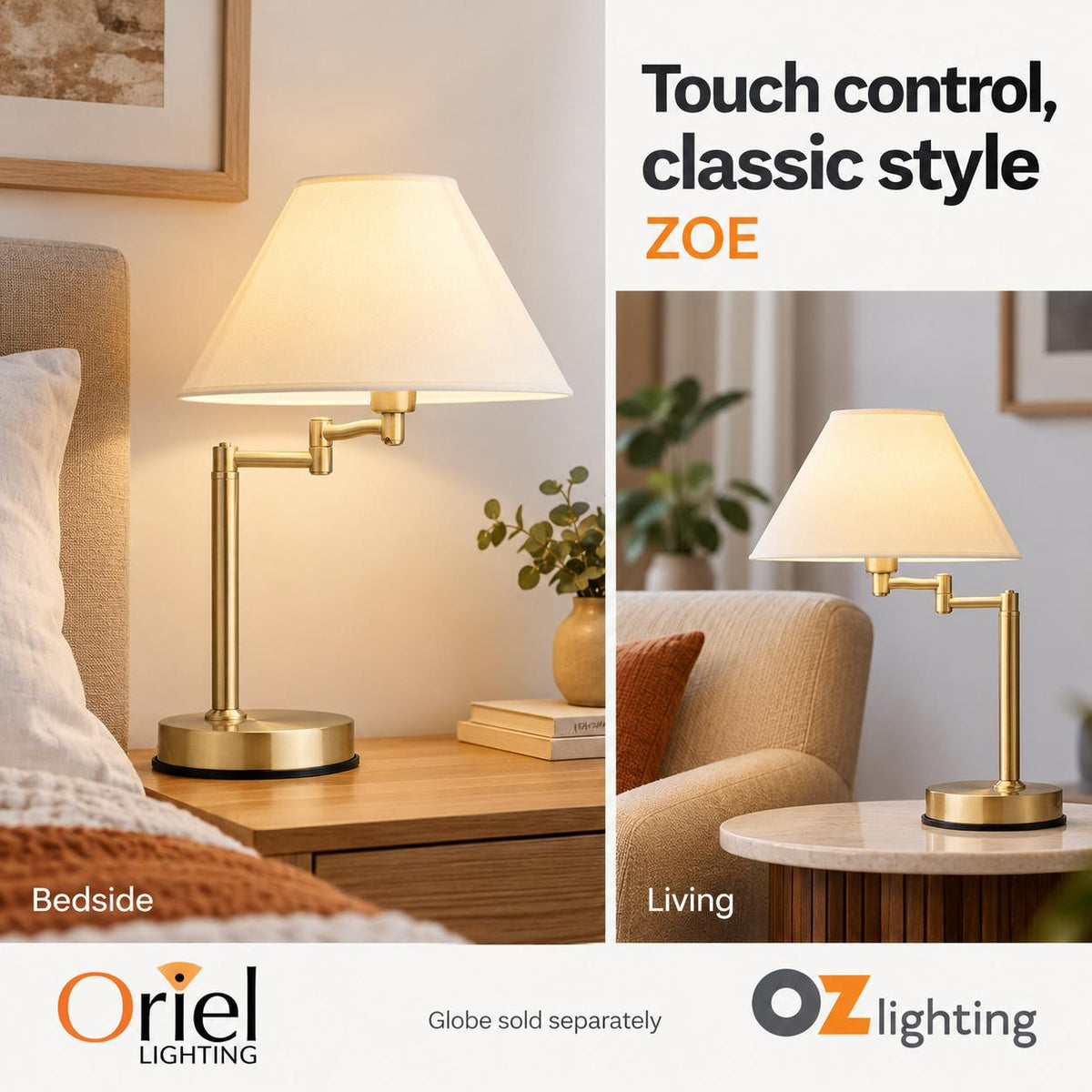 Oriel ZOE Touch Table Lamp-Oriel Lighting-Ozlighting.com.au