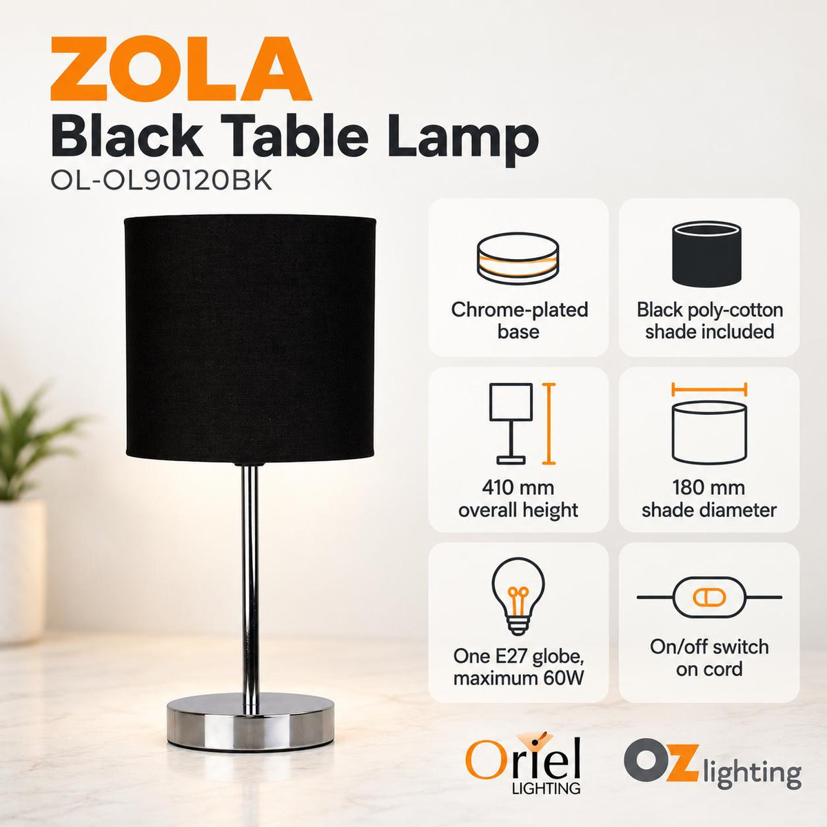 Oriel ZOLA Table Lamp-Oriel Lighting-Ozlighting.com.au