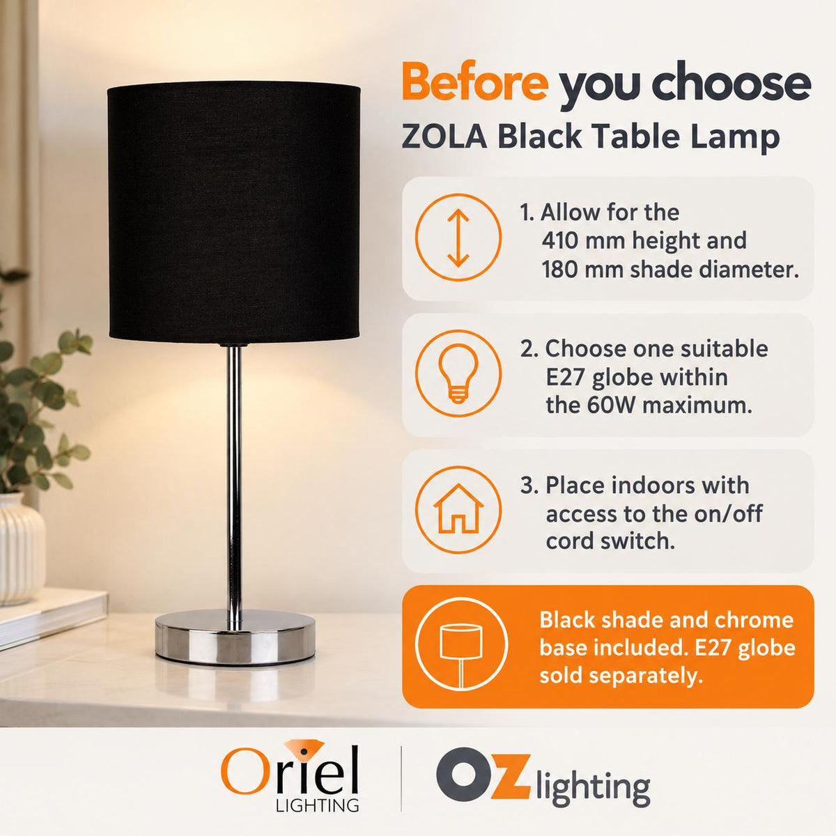 Oriel ZOLA Table Lamp-Oriel Lighting-Ozlighting.com.au