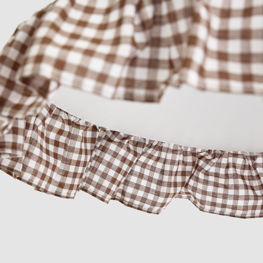 Perfect Pieces THE HEIRLOOM Pleated Lampshade Gingham Brown-PERFECT PIECES-Ozlighting.com.au