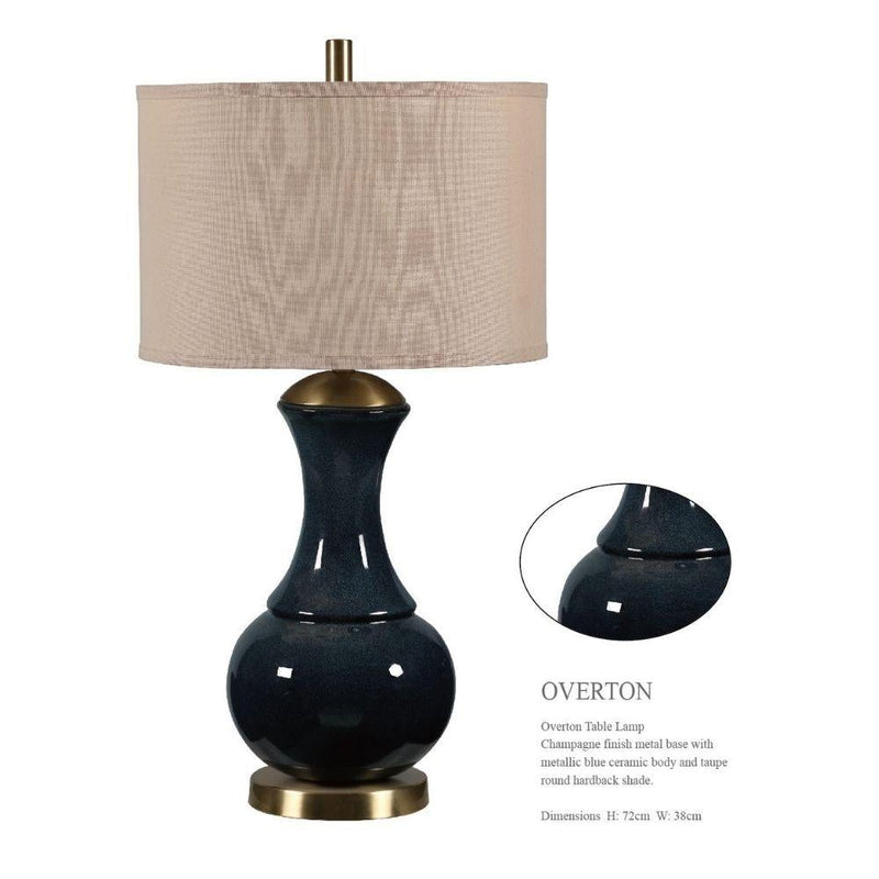 RHA OVERTON - Metallic Blue Ceramic Table Lamp-RHA-Ozlighting.com.au