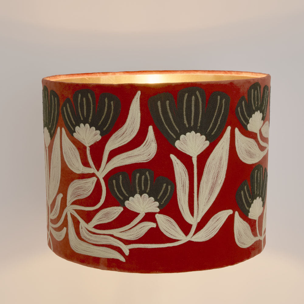 Ruby Star AD DAISY Velvet Drum Shade Rust-RUBY STAR-Ozlighting.com.au