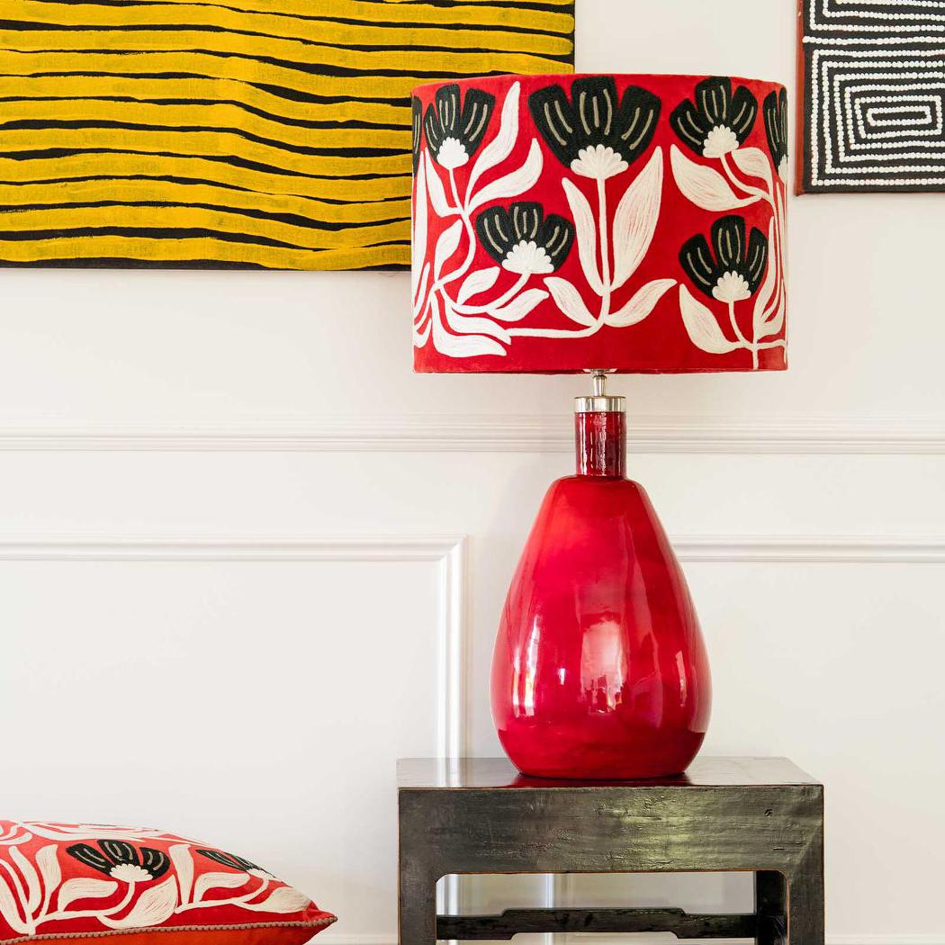 Ruby Star AD DAISY Velvet Drum Shade Rust-RUBY STAR-Ozlighting.com.au