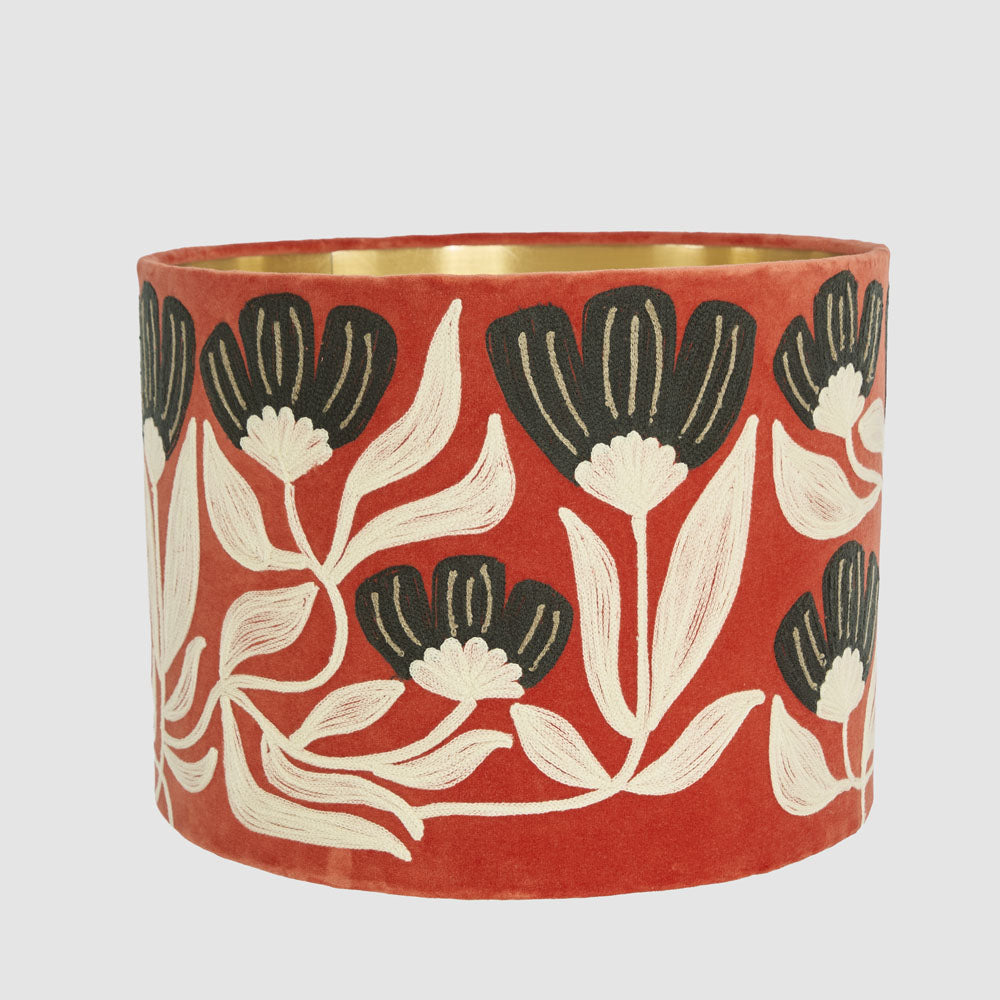 Ruby Star AD DAISY Velvet Drum Shade Rust-RUBY STAR-Ozlighting.com.au