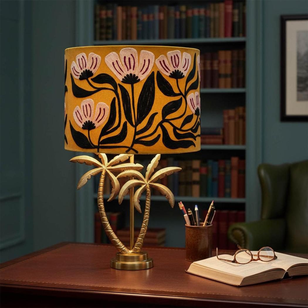 Ruby Star AD DAISY Velvet Drum Shade Yellow-RUBY STAR-Ozlighting.com.au