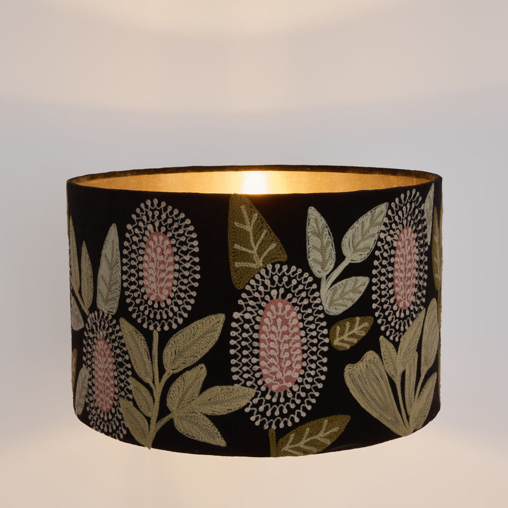 Ruby Star BANKSIA Velvet Drum Shade - Large Black Multi-RUBY STAR-Ozlighting.com.au