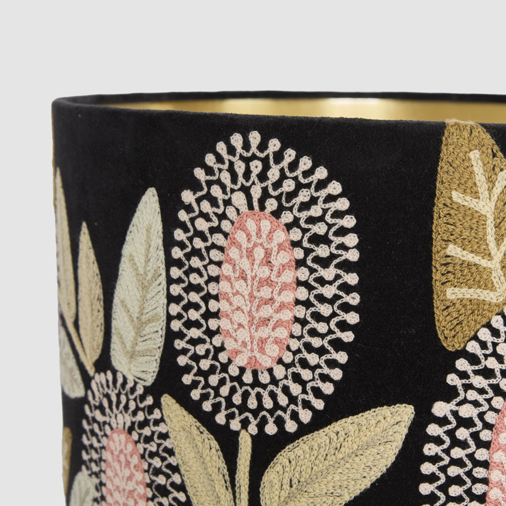 Ruby Star BANKSIA Velvet Drum Shade - Large Black Multi-RUBY STAR-Ozlighting.com.au