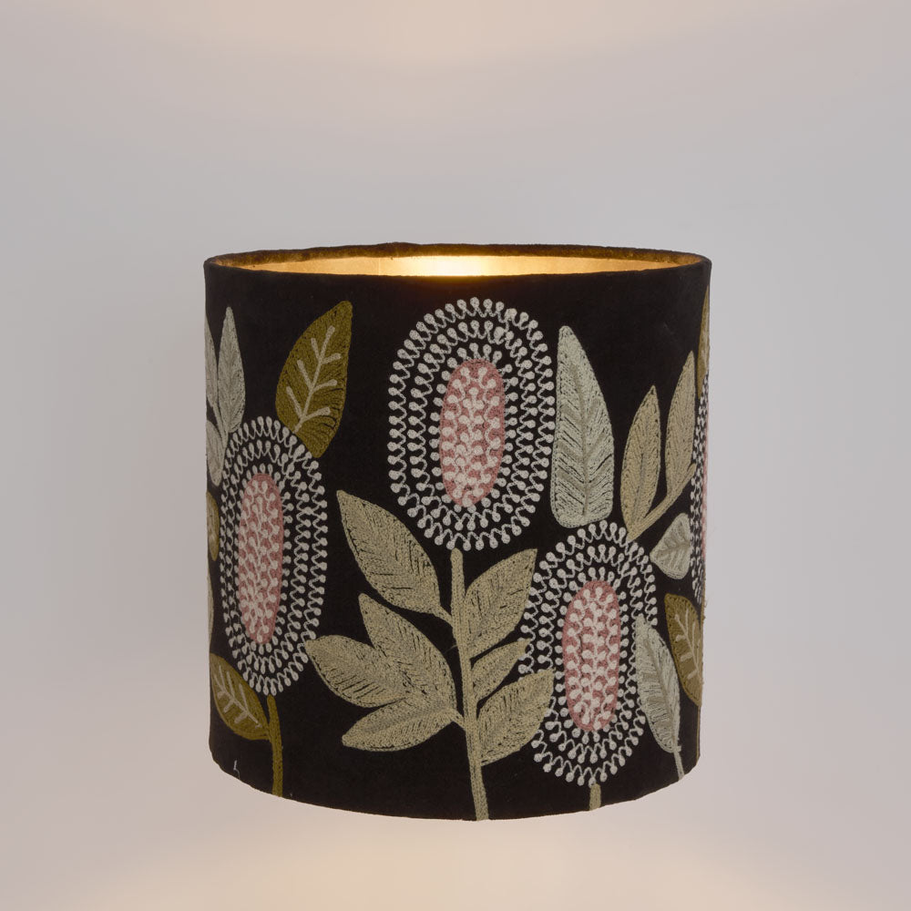 Ruby Star BANKSIA Velvet Drum Shade - Medium Black Multi-RUBY STAR-Ozlighting.com.au