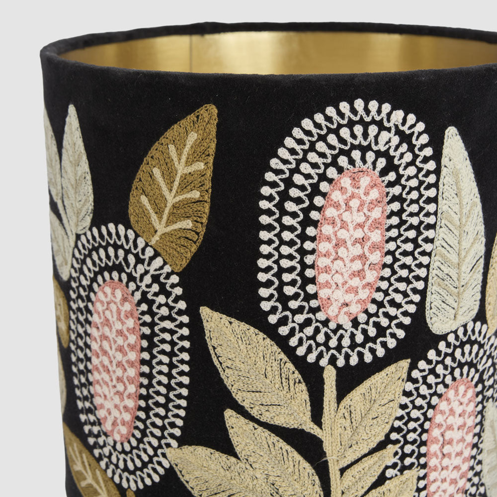 Ruby Star BANKSIA Velvet Drum Shade - Medium Black Multi-RUBY STAR-Ozlighting.com.au
