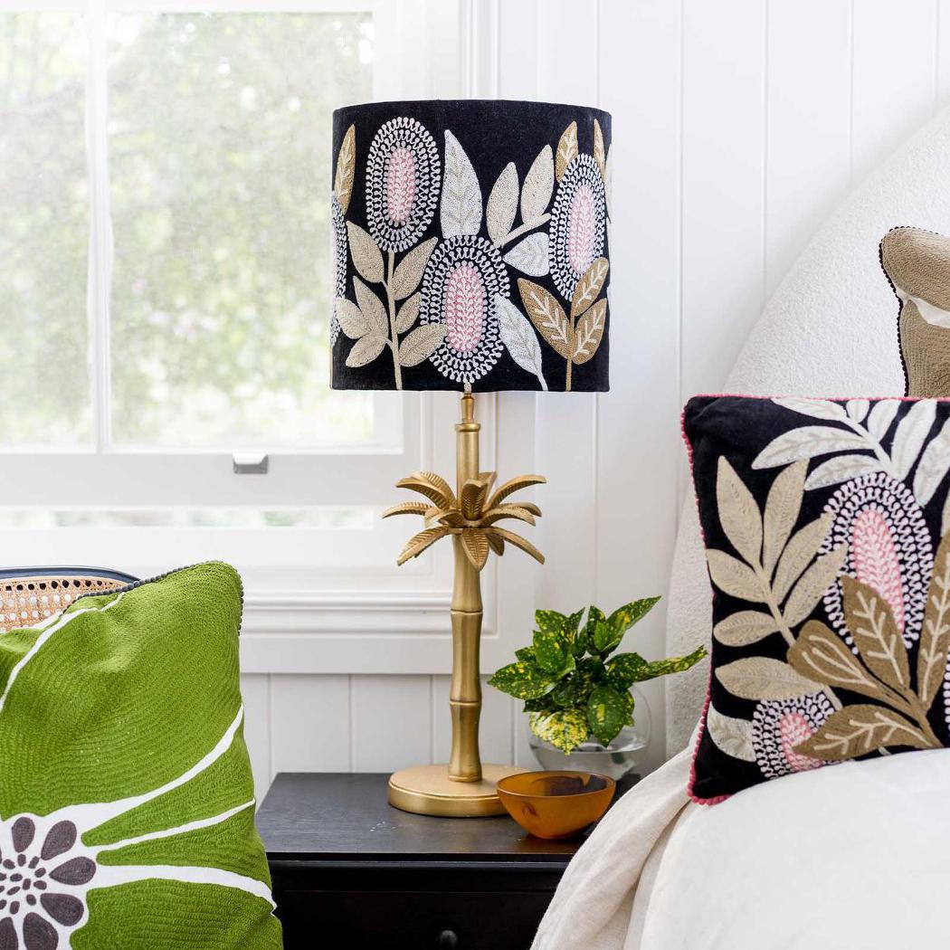 Ruby Star BANKSIA Velvet Drum Shade - Medium Black Multi-RUBY STAR-Ozlighting.com.au