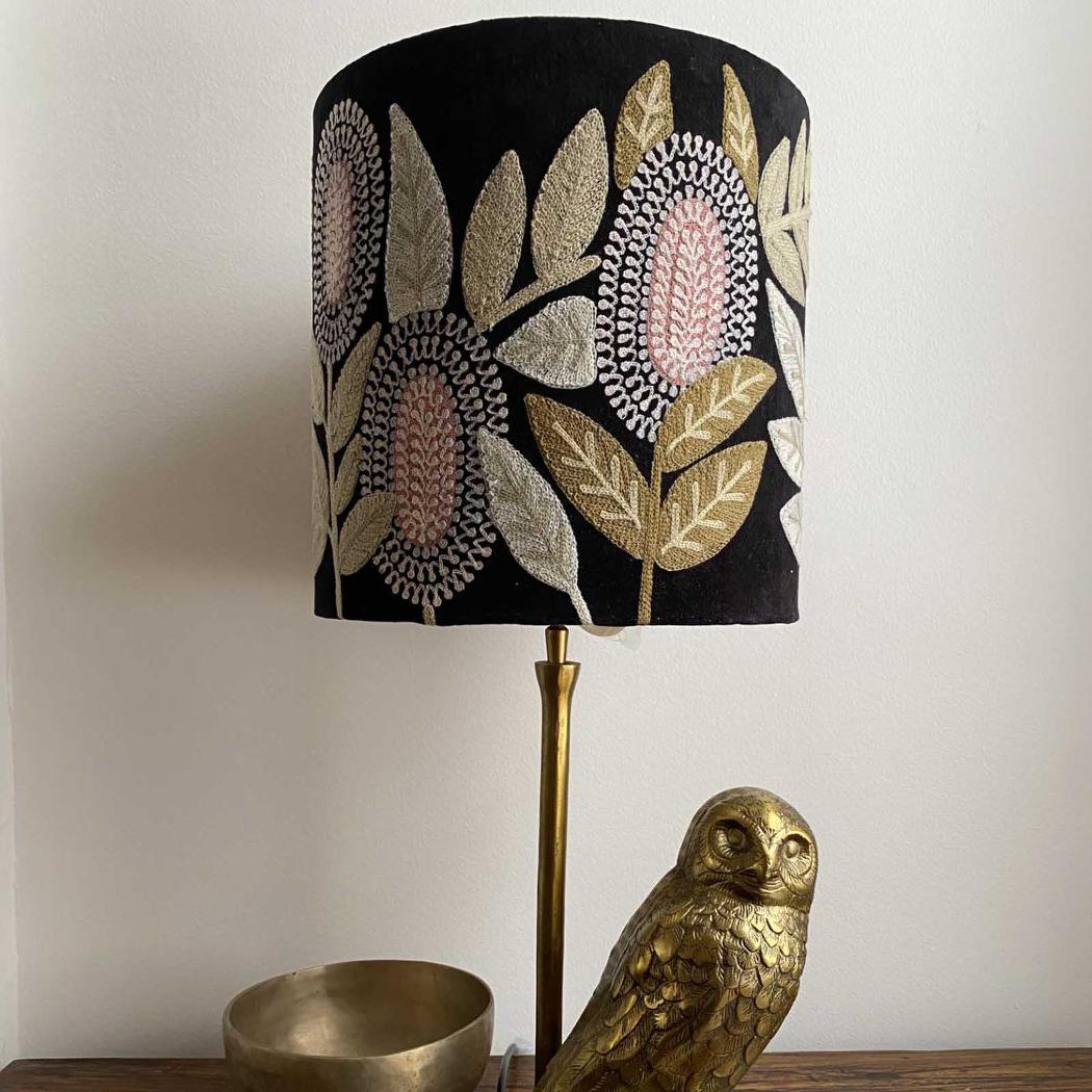 Ruby Star BANKSIA Velvet Drum Shade - Medium Black Multi-RUBY STAR-Ozlighting.com.au