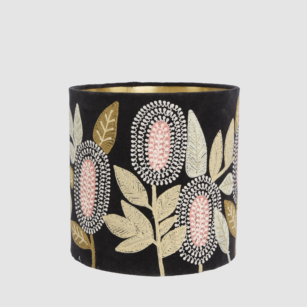 Ruby Star BANKSIA Velvet Drum Shade - Medium Black Multi-RUBY STAR-Ozlighting.com.au