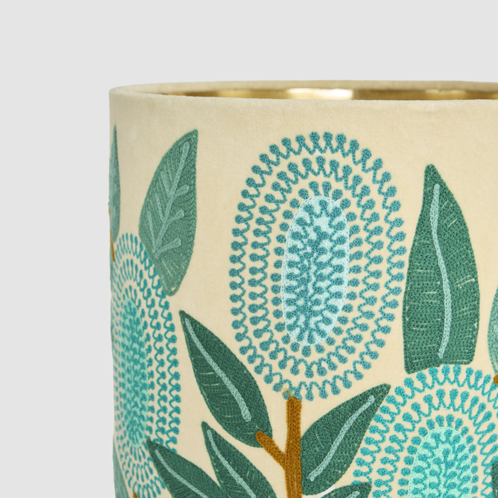 Ruby Star BANKSIA Velvet Drum Shade - Medium Turquoise Multi-RUBY STAR-Ozlighting.com.au