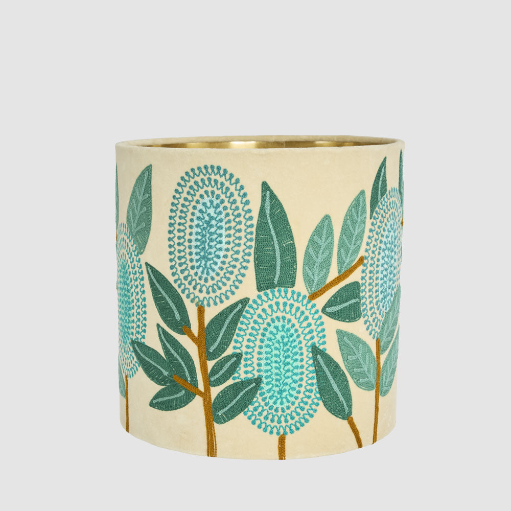 Ruby Star BANKSIA Velvet Drum Shade - Medium Turquoise Multi-RUBY STAR-Ozlighting.com.au