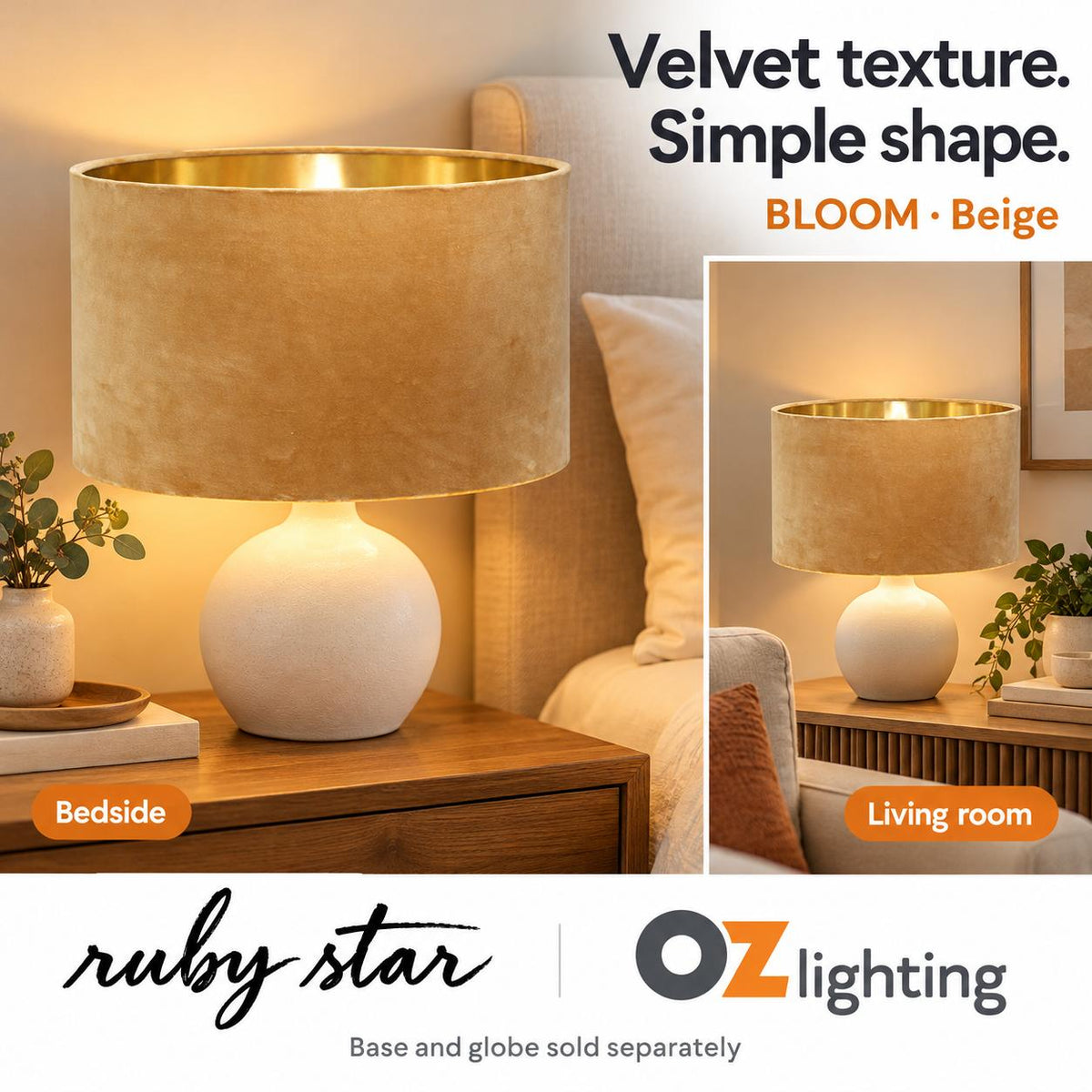 Ruby Star BLOOM Drum Shade - 40cm, Beige-RUBY STAR-Ozlighting.com.au