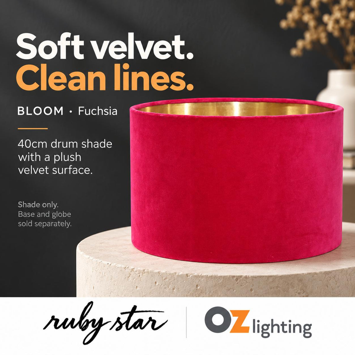 Ruby Star BLOOM Drum Shade - 40cm, Fuchsia-RUBY STAR-Ozlighting.com.au