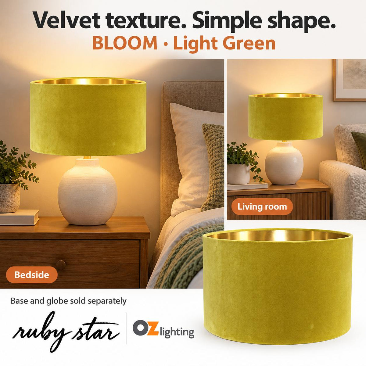Ruby Star BLOOM Drum Shade - 40cm, Light Green-RUBY STAR-Ozlighting.com.au