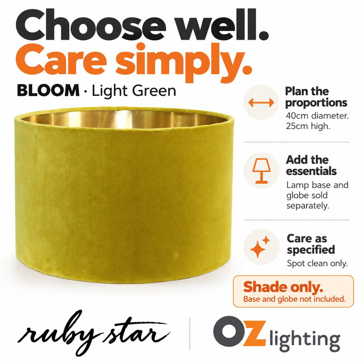 Ruby Star BLOOM Drum Shade - 40cm, Light Green-RUBY STAR-Ozlighting.com.au