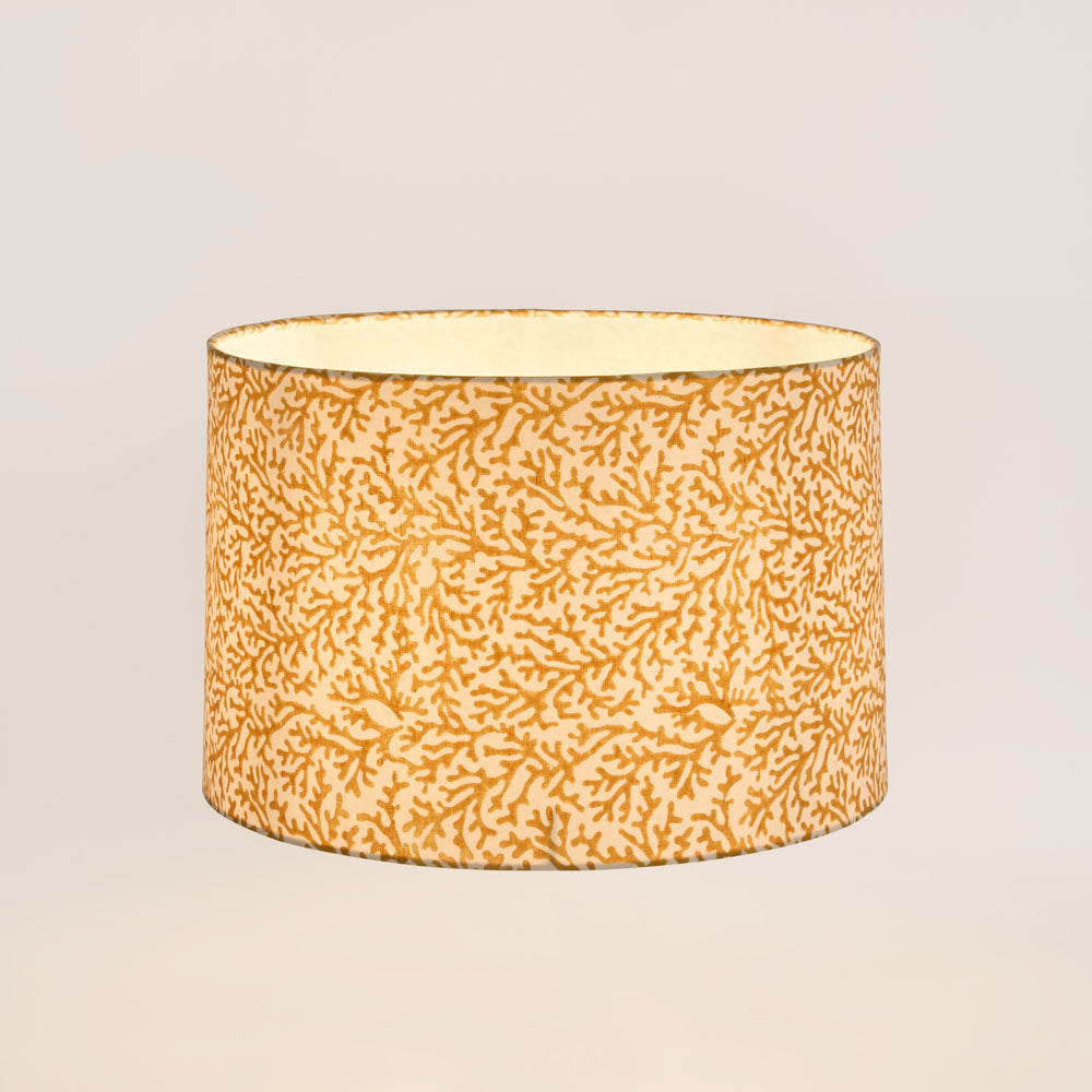 Ruby Star CORAL BAY Block Print Drum Shade Mustard-RUBY STAR-Ozlighting.com.au