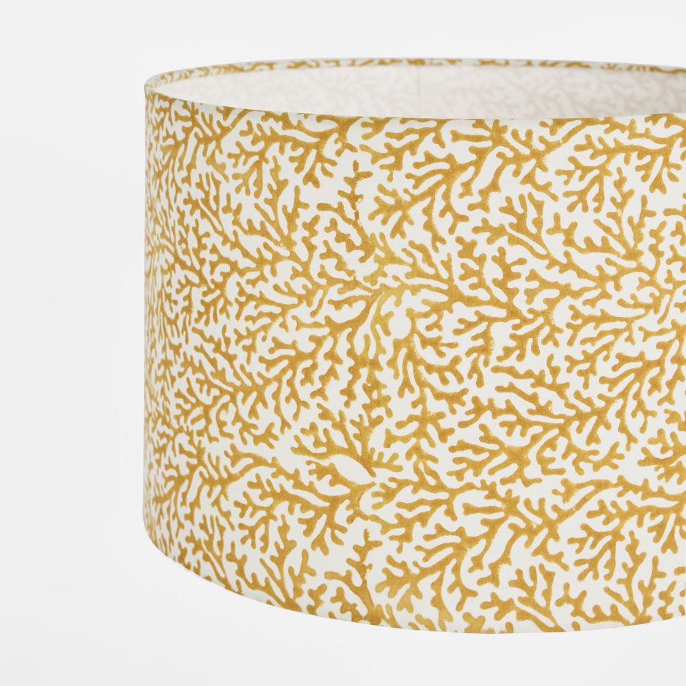 Ruby Star CORAL BAY Block Print Drum Shade Mustard-RUBY STAR-Ozlighting.com.au