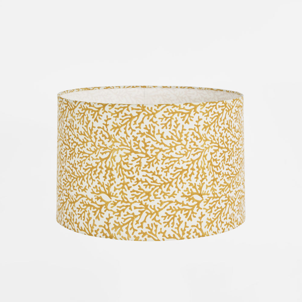 Ruby Star CORAL BAY Block Print Drum Shade Mustard-RUBY STAR-Ozlighting.com.au