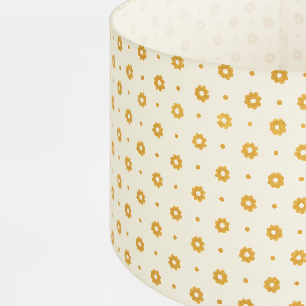 Ruby Star COTTAGE BLOOM Block Print Drum Shade Mustard-RUBY STAR-Ozlighting.com.au