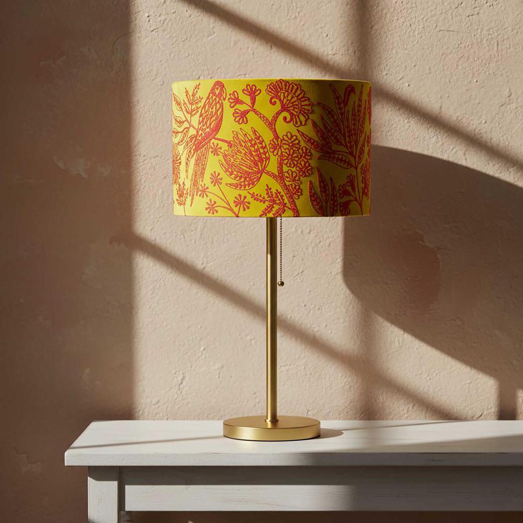 Ruby Star JUNGLE BIRD Drum Shade Large Yellow & Fuchsia-RUBY STAR-Ozlighting.com.au