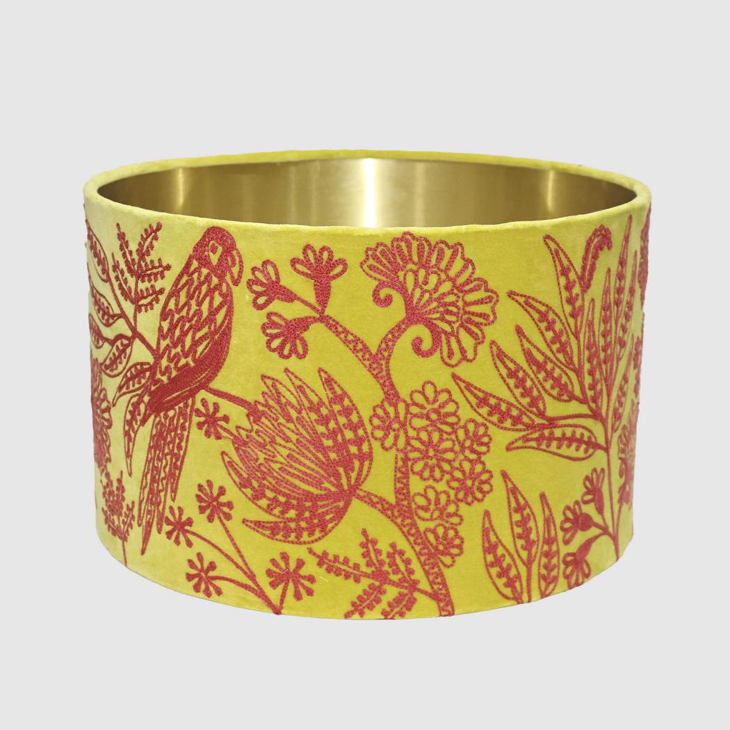 Ruby Star JUNGLE BIRD Drum Shade Large Yellow & Fuchsia-RUBY STAR-Ozlighting.com.au