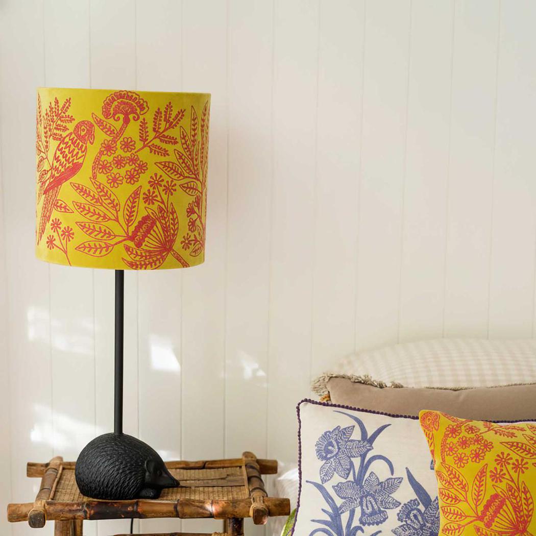 Ruby Star JUNGLE BIRD Drum Shade Medium Yellow & Fuchsia-RUBY STAR-Ozlighting.com.au