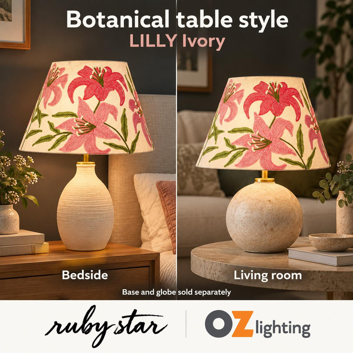 Ruby Star LILLY Tapered Shade - Ivory-RUBY STAR-Ozlighting.com.au