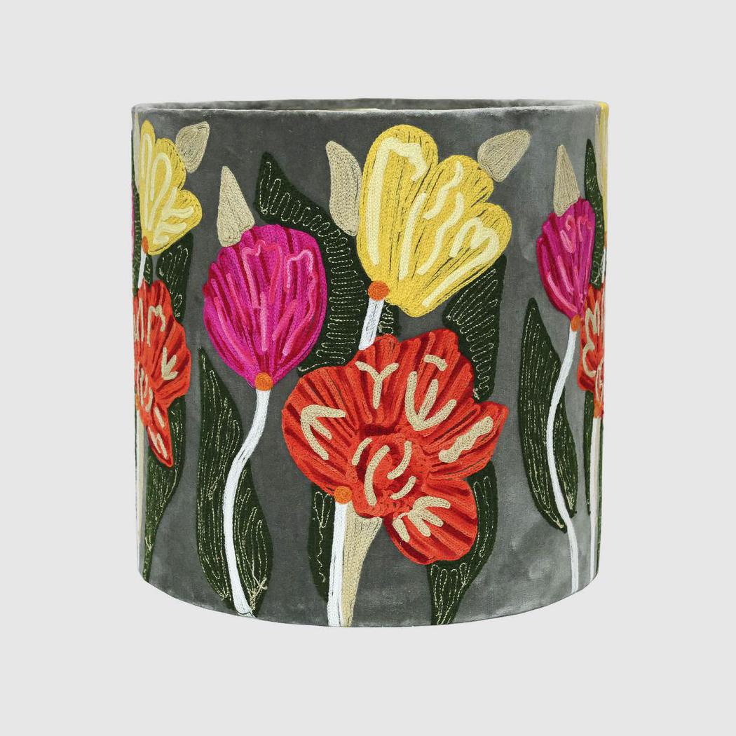 Ruby Star LOTUS FLOWER Drum Shade 30x30cm Grey-RUBY STAR-Ozlighting.com.au