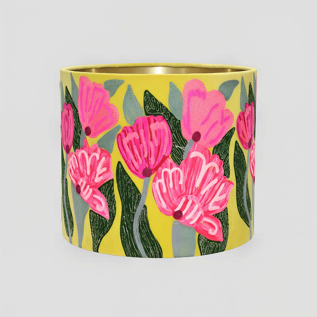 Ruby Star LOTUS FLOWER Drum Shade 30x30cm Yellow-RUBY STAR-Ozlighting.com.au